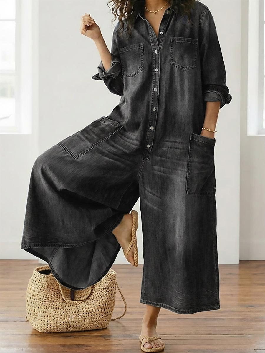 M&H | Vintage-Washed Denim Jumpsuit