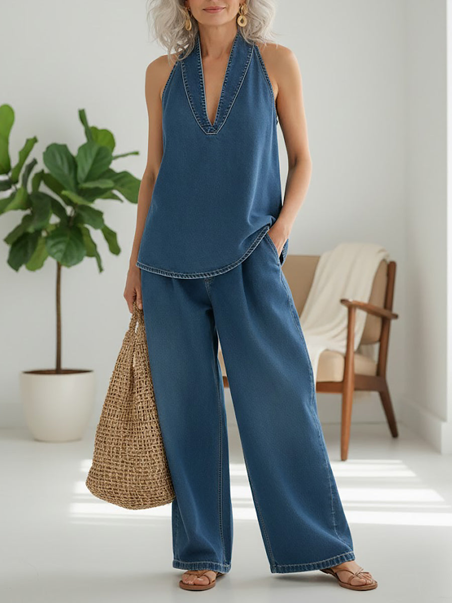 M&H | Denim-Look Two-Piece Set