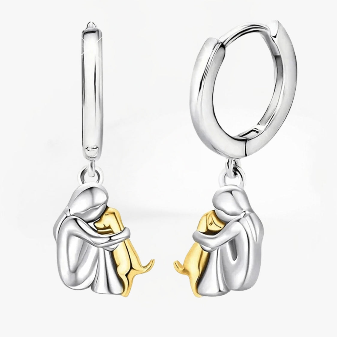 Elmont | Girl and Dog Hug Earrings (Round Closure)