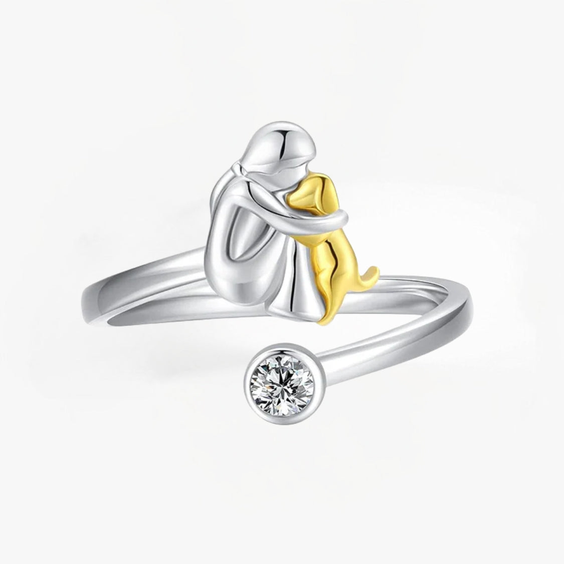 Elmont | Adjustable Sterling Silver Dog Hug Ring