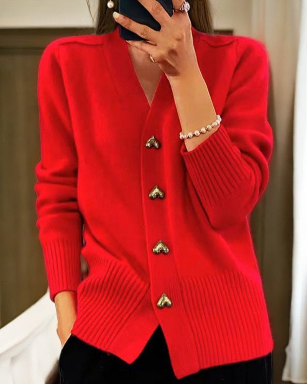 Sarah | V Neck Button Front Cardigan