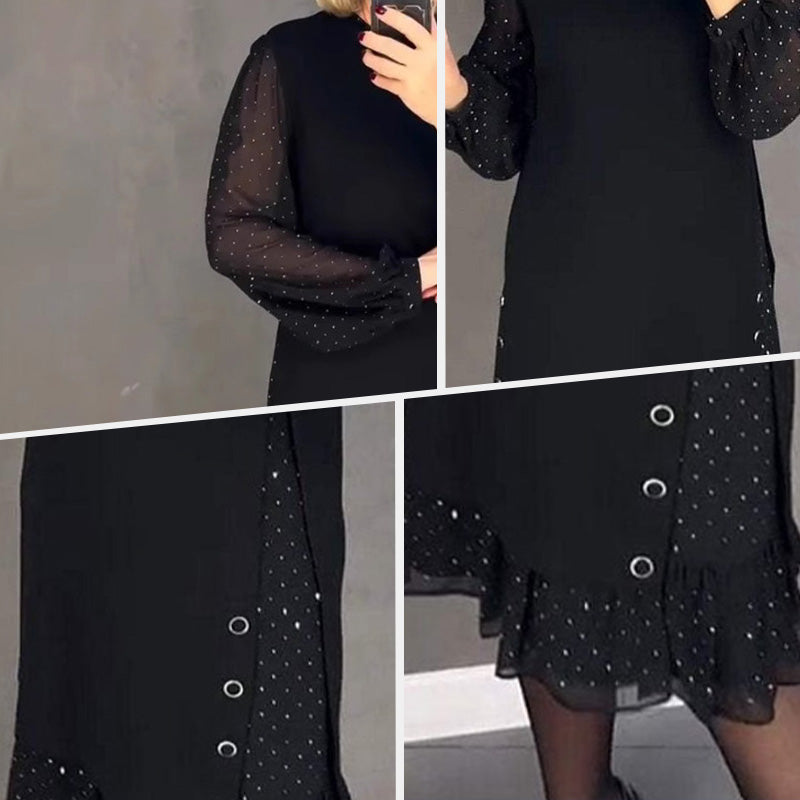 Elmont | Sheer-Sleeve Gradient Evening Dress
