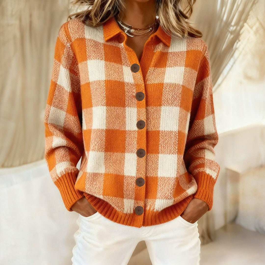 Elmont | Neutral Check Knit Sweater