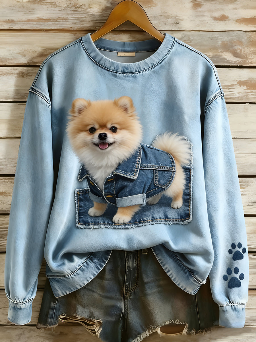 Elmont | Women's Long-Sleeve Patchwork Animal-Print Sweatshirt