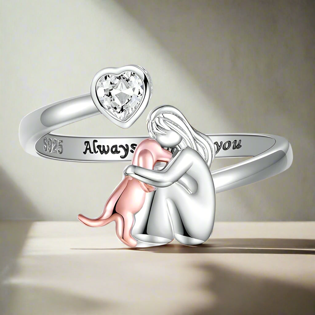 Elmont | Cat and Dog Heart Sterling Silver Ring